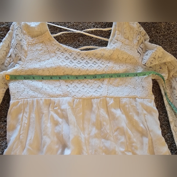 Rewind Lace Sleeve Lined Skirt  Ivory Color Slight Flare Baby Doll Medium - Picture 7 of 11